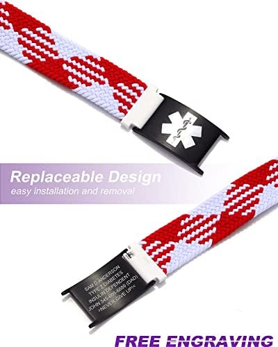 Personalized Sport Medical Alert Bracelets for Women Men - Custom Medical ID Bracelets with Free Engraving - Hook and Loop/Elastic/Stainless Steel/Silicone Watch Wristband Emergency Bracelet