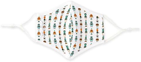 WEDDINGSTAR 3-Ply Adult Washable Cloth Face Mask Reusable and Adjustable with Filter Pocket - Gentleman Robots