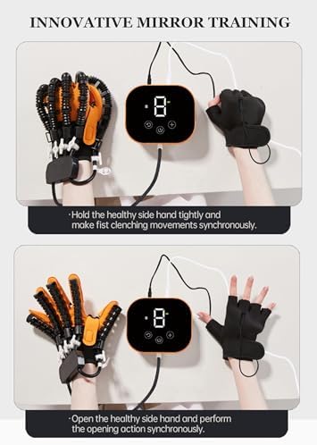 Both Hands Rehabilitation Robot Gloves, 2024 Electric Hand Function Equipment, Stroke Hemiplegia Fingers Recovery Massage Therapy, Finger Robot Rehab Gloves (Left Hand, M)
