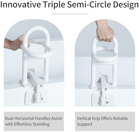 Triple Grip Adjustable Bathtub Handles for Seniors, Tub Grab Bars for Side of Tub, Handicap Grab Bars, Tub Handles for Elderly Innovative Balance Design for Family Safety fits 3-inch+ Thick Walls