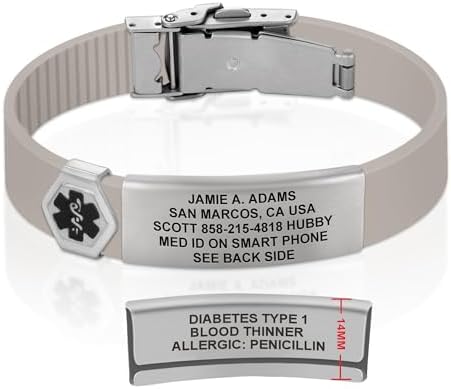Divoti Custom Engraved Medical Alert ID Bracelet – Dual-Sided Laser Etching, Silicone Wristband, Stainless Steel Security Clasp – Adjustable & Trim-to-Fit – Emergency Medical Info Band for Men & Women