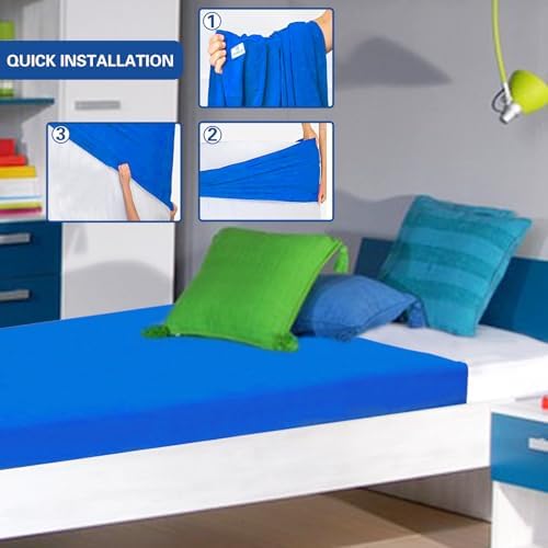 Sensory Sheet for Kids Special Needs Bed Sheet f Breathable and Stretchy (Blue, Twin)