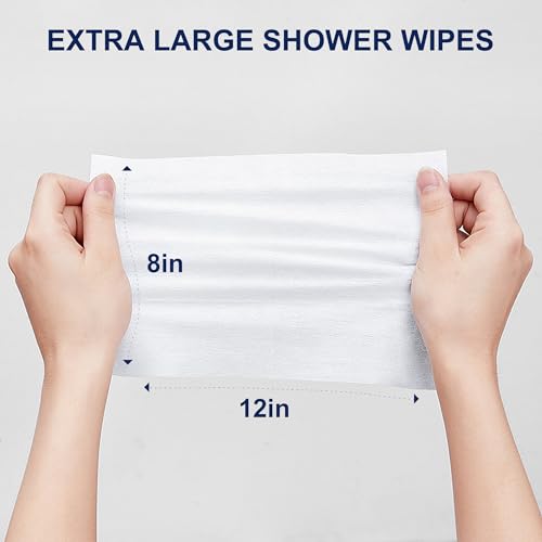 Ourmed Life Rinse-Free Body Wipes for Adults Bathing - Extra Large 8" x 10", Thick Aloe Shower Wipes, Cleansing Wipes for Elderly, Camping, Hiking, GYM, Travel, Body Wipes 144 Count (Plant Fragrance)