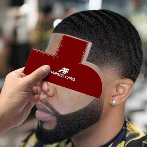 Enhancement Card for Barbers with Measurement Indicators, Reusable Barber Line up Tool and Color Spray Edge Hairline Shaping Tool (Red, One-Size)
