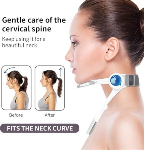 Adjustable Neck Support, Neck Brace Cervical Collar, Portable Neck Traction Device Neck Stretcher Forward Head Neck Posture Corrector for Women and Men Cervical Spine Pressure Relief (Transparent)