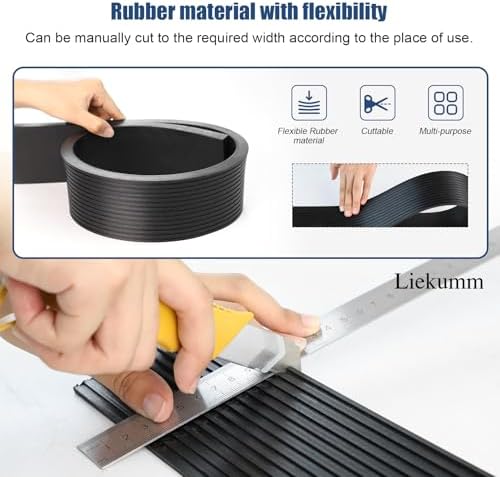 LIEKUMM 3/4" Rise Rubber Threshold Ramp – 1500 lbs Load Capacity Non-Slip Ramp for Doorways, Cuttable Rubber Ramp with Adhesive, Indoor Outdoor Wheelchair Curb Ramp