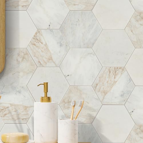 MSI Arabescato Venato 8 in. x 9 in. Hexagon Honed Marble Mosaic Tile for Kitchen, Bathroom Use; 2 Pack of 97 Pieces