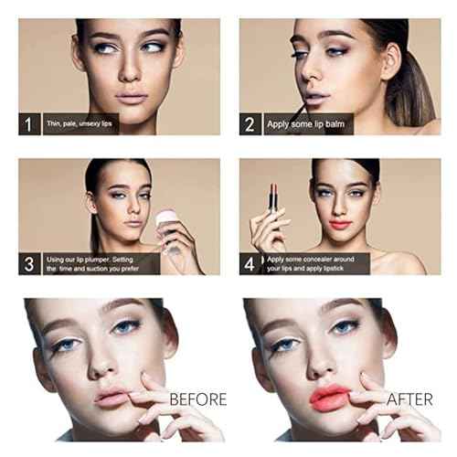 Pyhodi Electric Lip Plump Device, Fuller Lips, Portable, Time and Suction Adjusting, Gentle and Effective, Built in Battery, for Makeup