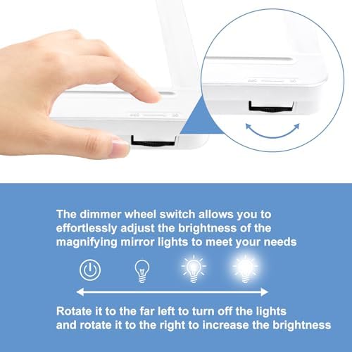 5X Hands Free Magnifying Glass with Light and Stand 43 Ultra-Bright LEDs, Page Magnifier for Reading, Neck Wear Large Magnifying Glass for Reading Small Prints Low Vision Elderly(White)