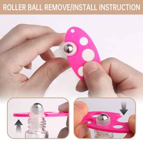 inice 24 Pack Clear Galss Roller Bottles,10ml Roll On Bottles Stainless Steel Roller Balls Metal Cap for Aromatherapy Essential Oils Applicator