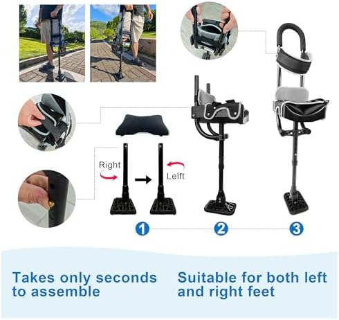 Hands Free Crutch with Safety Kneepad, Peg Leg Crutch Alternative for Adults, Comfortable Knee Crutches for Foot, Ankle, and Lower Leg Injuries- Suitable for Both Left and Right Feet
