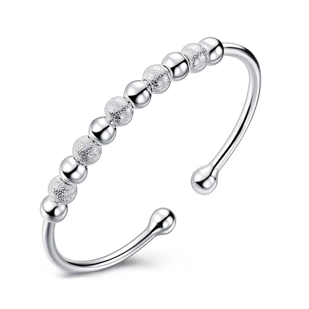 Sterling Silver Bracelets For Women 925 Sterling Silver Beads Bangle Bracelet Transfer Lucky Cuff Bracelet Adjustable Fashion Women Jewelry