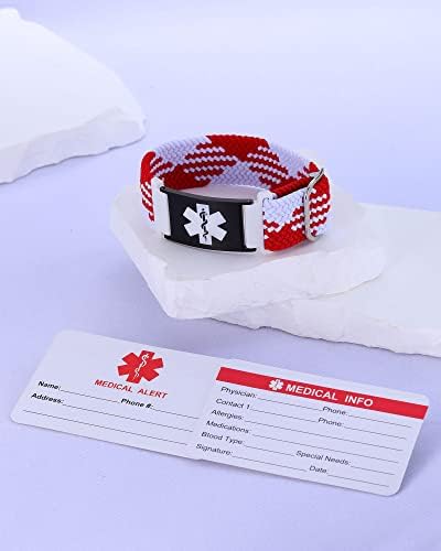 Personalized Sport Medical Alert Bracelets for Women Men - Custom Medical ID Bracelets with Free Engraving - Hook and Loop/Elastic/Stainless Steel/Silicone Watch Wristband Emergency Bracelet