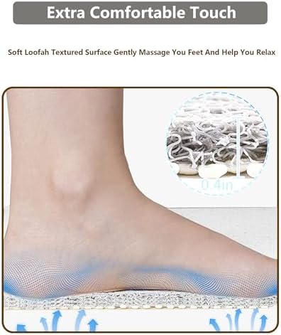 Anti Slip Corner Shower Mat with Drainage Holes, PVC Loofah Shower Anti Slip Mat, Bathmat Quick Dry and Easy to Clean, Shower Floor Mat Non Slip,E,54x54cm(21x21inch)