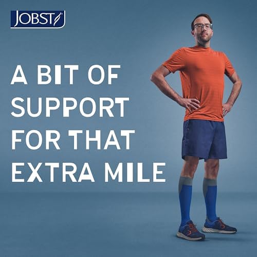 JOBST Sport Knee High 20-30 mmHg Compression Socks, Royal Blue/Grey, Large