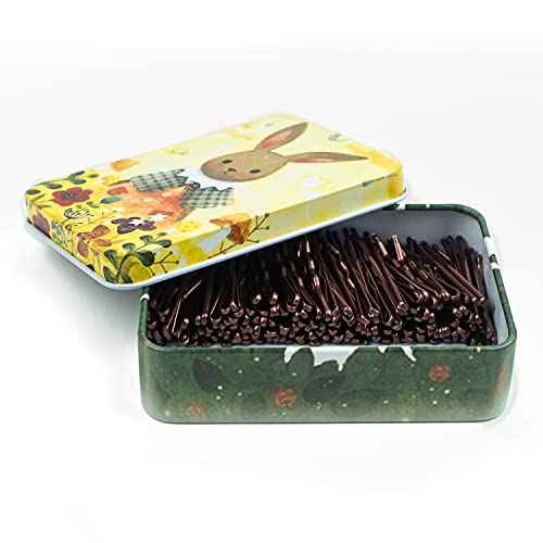 Mini Bobby Pins Brown with Cute Case, 200 CT 1.38 Inch Bronze Small Hair Bobby Pins for Buns, Premium Hair Pins for Kids, Girls and Women, Great for All Hair Types