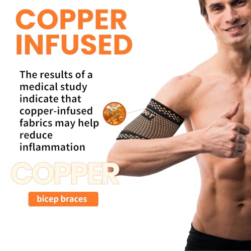 Bicep Compression Sleeve 1 Pair,Upper Arm Compression Sleeve,Bicep Tendonitis Brace Triceps Brace for Pain Relief,Arm Support fit for Men Women