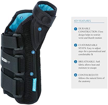 Ossur Formfit Thumb Spica Brace for DeQuervain’s Tendonitis, Arthritis and Gamekeeper’s Thumb | Features Removable Aluminium Stays & Contact Closure Straps | Breathable Material | (Left, X-Small)