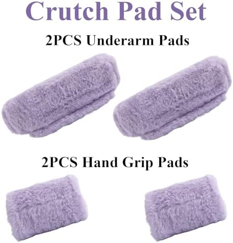 4-Pack Premium Fluffy Crutches Padding, Ultra-Soft Breathable Crutch Pads for Armpits and Hand Grips, Machine Washable Crutch Cushions, Comfort Fit for Adults and Youth (Purple)