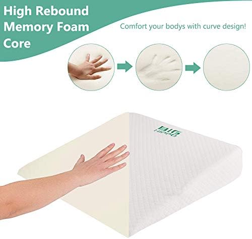Big Hippo Wedge Pillow Memory Foam Wedge Pillow Cushion, 14.1 x 14.1 x 2.75 inches