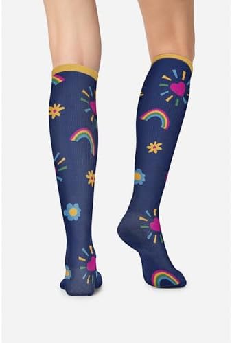 Cherokee Women's 10-15mmHg Compression Socks – Fun Print Knee Highs with Light Support, Soft Feel - PRINTSUPPORT