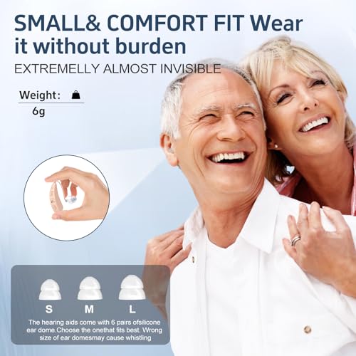 Hearing Aids for Seniors - Rechargeable Hearing Amplifier with Noise Cancellation Adults,Easy Volume Control,Comfort Design and Nearly Invisible