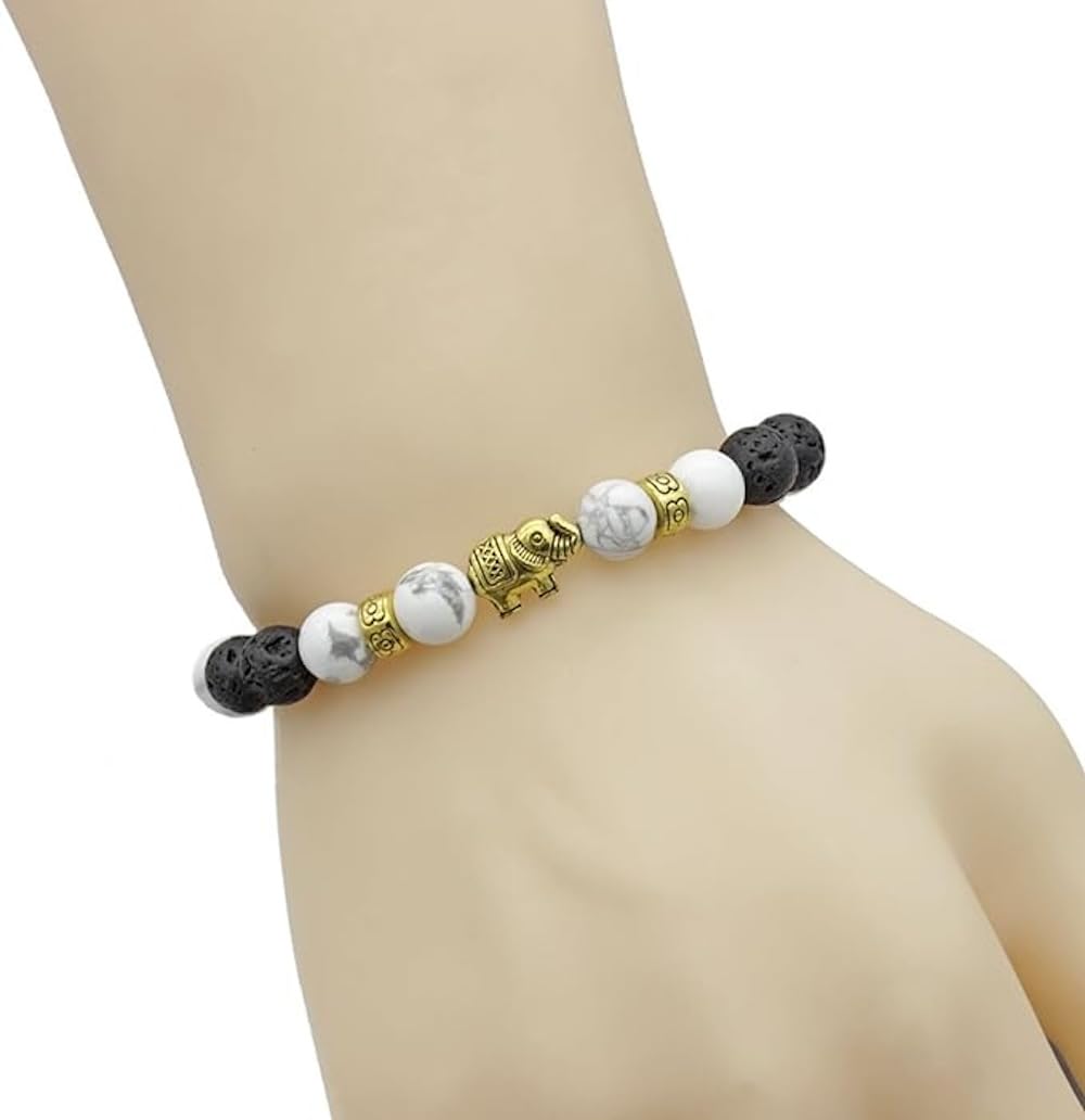 Jewellify Women's Beaded Bracelet Set | Colorful Boho Stackable Trendy Design with Crystal Accents Multilayer Bangle Bracelet | Fashion Stretch Braclets Jewelry for Women (Elephant)