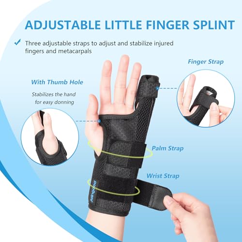 Pinky Finger Splint, Finger Splint for Pinky, Broken Pinky Finger Brace, Little Finger Splint, Metacarpal Finger Splint Hand Brace for Trigger Finger, Arthritis, Pinky Splint Left Hand, S