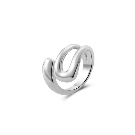 AIETUE Chunky Rings For Women, Gold Silver Thumb Ring Asymmetrical Wavy Curve Ring Adjustable Non Tarnish Dainty Stainless Steel New Year Anniversary Birthday Jewelry Gift (Zesty-Silver)