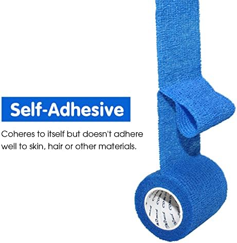 Self Adherent Cohesive Bandage 2"x5 Yards First Aid Bandages Stretch Sport Athletic Wrap Vet Tape for Wrist Ankle Sprain and Swelling,Blue(24 Rolls)