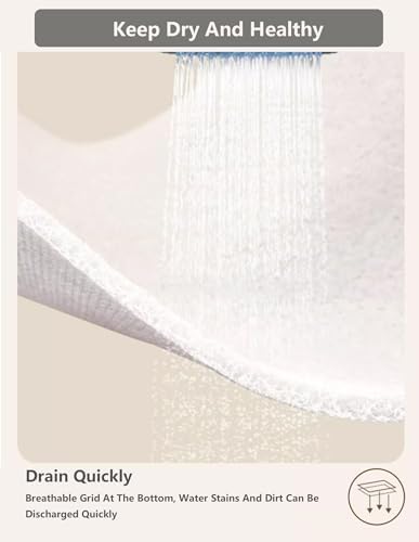 Anti Slip Corner Shower Mat with Drainage Holes, PVC Loofah Shower Anti Slip Mat, Bathmat Quick Dry and Easy to Clean, Shower Floor Mat Non Slip,E,54x54cm(21x21inch)