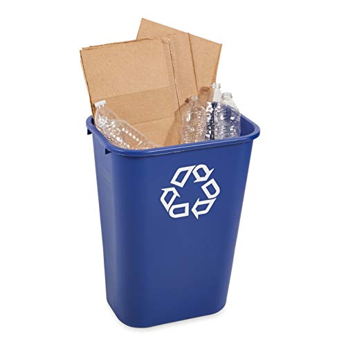 Rubbermaid Commercial Products Deskside Recycling Can, 10.25-Gallon/41-Quart, Blue Recycling Symbol, Plastic, for Bedroom/Bathroom/Office/Under Desk/Sink, Pack of 12