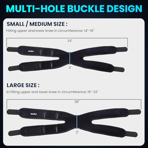 Welnove Patellar Tendon Support Strap - 2 Pack Knee Braces for Men and Women - Knee Pain Relief Adjustable Knee Strap for Running,Workout, Arthritis, Jumper, Tennis Injury Recovery (Black, S/M)