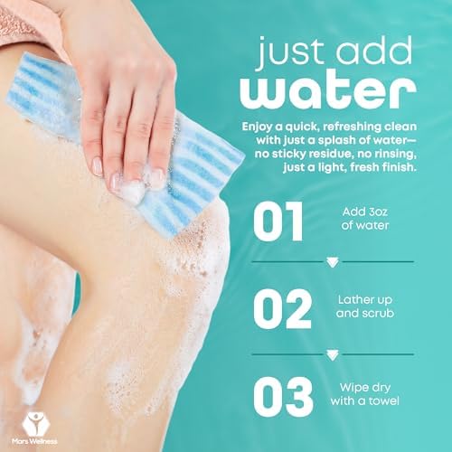 No Rinse Washing/Bathing Wipes - Just Add Water - Shower Cleansing Sponge/Wipes - Original Latherz - Soap Infused Dry Shower - Bulk Case of 20 Bags (500 Total) - By Latherz