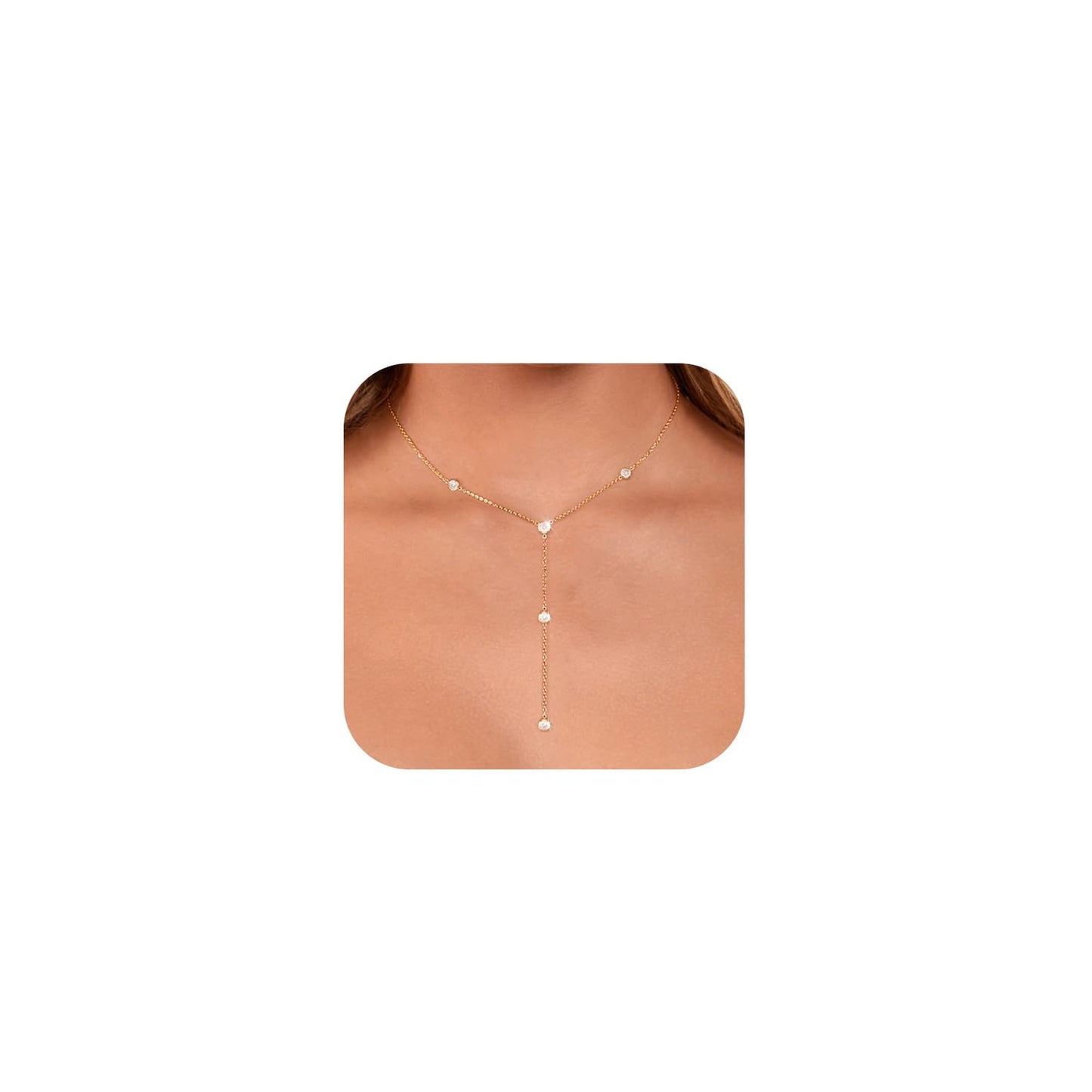 Luxval Gold Long Necklaces for Women Lariat Necklace for Women Charm Trendy 14k Gold Plated Teardrop Drop Necklace Simple Gold Pendant Dainty Long Chain Choker Fashion Body Chain Jewelry Gifts