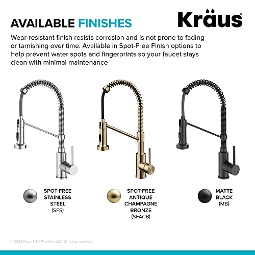 KRAUS Bolden Touchless Sensor Commercial Style 2-Function Single Handle Pull Down Kitchen Faucet in Spot-Free Stainless Steel, KSF-1610SFS