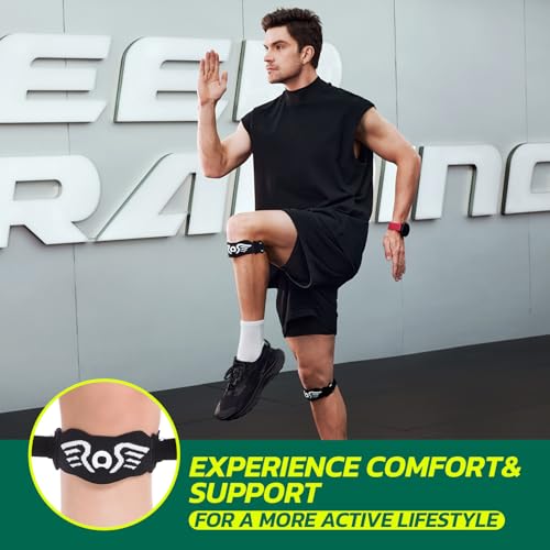 2 Pack Patella Knee Strap Band for Knee Pain Knee Support Patella Stabilizer Braces Tendon Ergonomic Silicone Pad (with 2 adjustable straps, one long & one short)