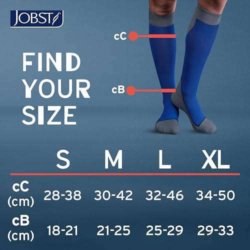JOBST Sport Knee High 20-30 mmHg Compression Socks, Royal Blue/Grey, Large