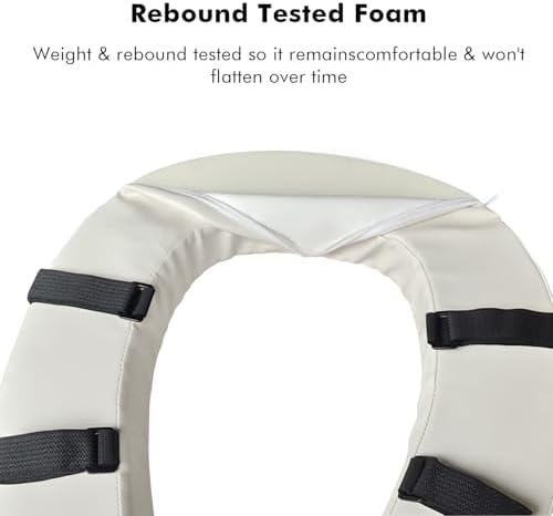 Soft Toilet Seat Cushion with 2-inch High-Density Foam Padded Toilet Cushion Toilet Seat Riser Waterproof PU Fabric-Suitable for Standard,Elongated Toilets(Beige)