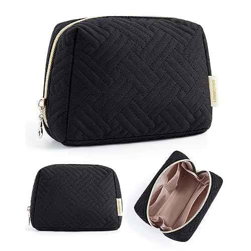 BAGSMART Small Makeup Bag, Travel Cosmetic Bag Make Up Pouch Small Travel Zipper Pouch,Water-resistant Toiletry Bag,Makeup Organizer Bag for Women, Black