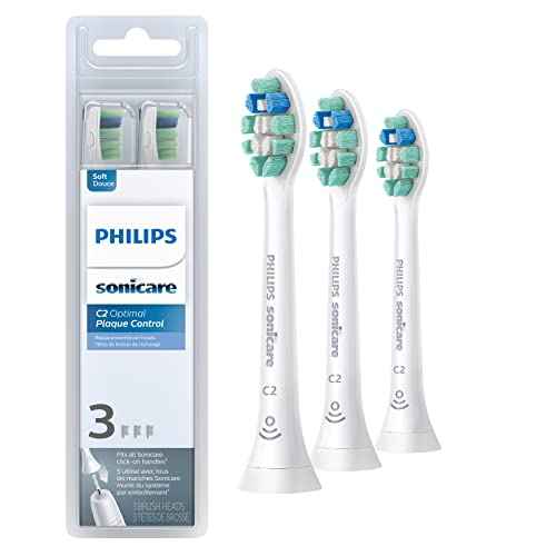 Philips Sonicare C2 Plaque Control - Genuine Replacement Electric Toothbrush Heads, White, 3 Pack, HX9023/65