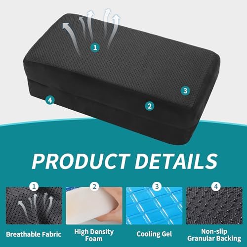 BALAPET Cooling Gel Knee Scooter Cushion Cover, Soft and Comfortable Knee Scooter Pad with Removable 2'' Thick Memory Foam Cushion for Any Knee Scooter