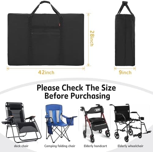 Heavy Duty Folding Chair Storage Bag - Zero Gravity Chair Cover, Extra Large Carrying Case for Beach Chair Camping Chair Folding Walker/Wheelchair