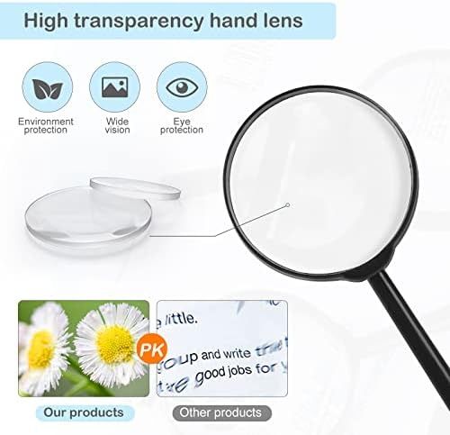 32Pcs Magnifying Glass for Kids, Hand Lens Portable Magnifying Glasses for Science Class, Outdoor Activities, Party, Reading (Black)