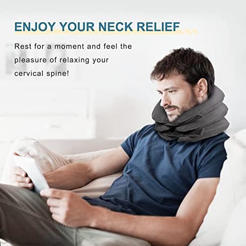 Cervical Neck Traction Device, Neck Stretcher, Neck Traction Device for Neck Pain Relief, Cervical Neck Traction Device, Inflatable Neck Brace & Neck Decompression(Gray)