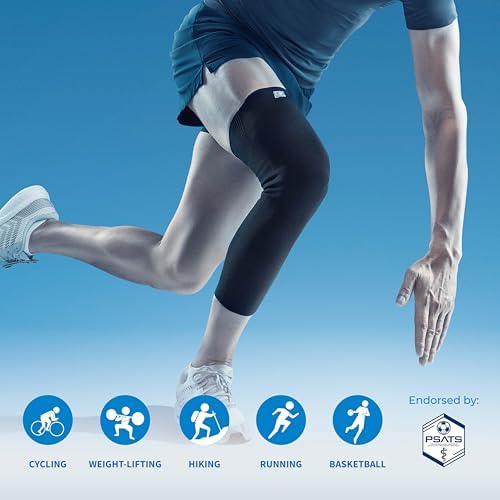 LP SUPPORT Compression Sleeve Leg Full Length for Sports, Cycling, Running, Basketball, for Men Women (Black, S - XL, 2pcs)
