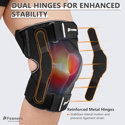 Plus Size Knee Brace for Knee Pain, with Hinges & Cross Compression Straps for Meniscus Tear, Arthritis, Joint Support Adjustable for Men & Women, Obese People (3XL/4XL)