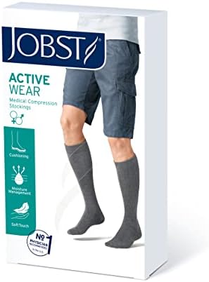 JOBST Activewear 20-30 mmHg Knee High Compression Socks, Large, Cool White