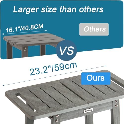 Large Shower Bench, Heavy Duty HDPS Shower Stool for Inside Shower, 2 Tier Shower Chair Seat with Shelf for Bath, Waterproof Shower Foot Rest for Shaving Legs with Adjustable Feet, Gray