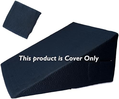 Wedge Pillow Cover for 25x24x12 Bed Wedge Pillow, Hypoallergenic Replacement Case Cover with Zipper & Pockets, Navy Blue